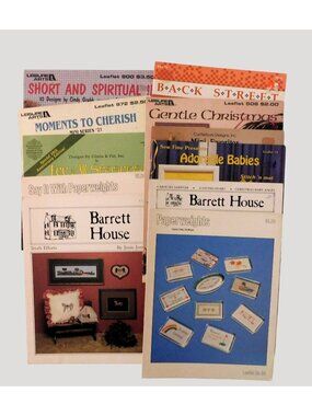 Lot of 11 Cross Stitch Pattern Leaflets Holiday Babies Country Projects